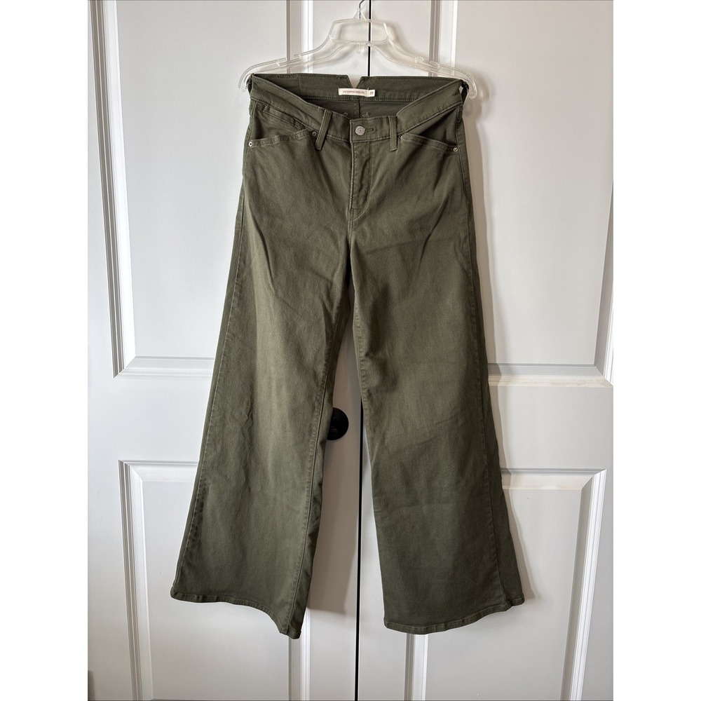 Levi's 318 Shaping Wide Leg Jeans Women’s 29x32 Green Ivy Mid Rise Denim